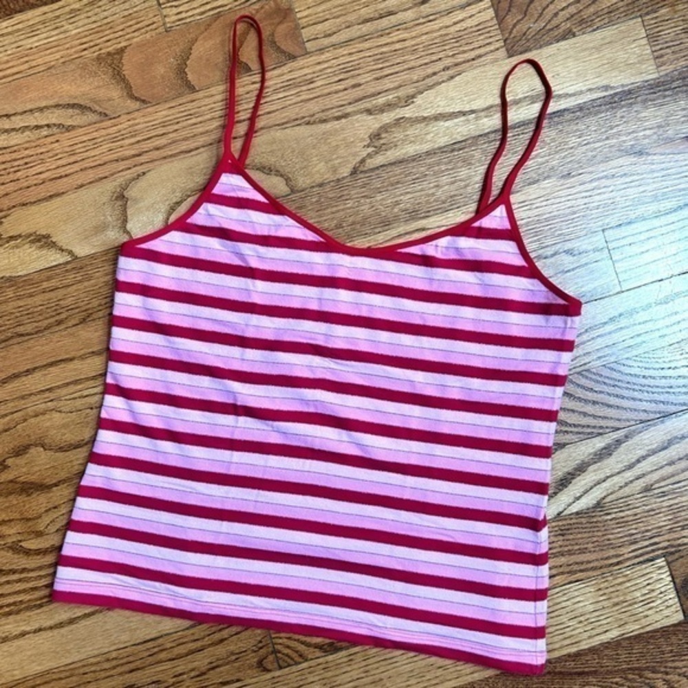 Victoria’s Secret Y2K Pink Red Metallic Striped Camisole Cami Sz L